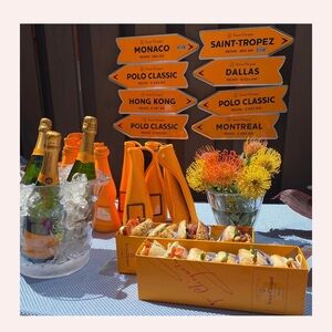 9 x Veuve Clicquot yellow logo cooling jacket for champagne bottles